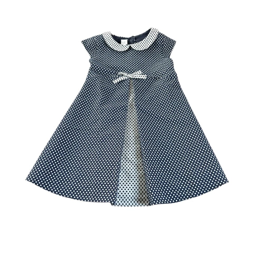 Jasper Conran Girls Navy White Polka Dot Occasion Dress Size 5-6
